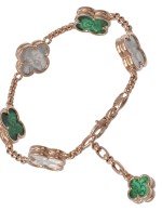 Браслет из золота c малахитом и перламутром