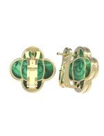 Серьги из лимонного золота c малахитом