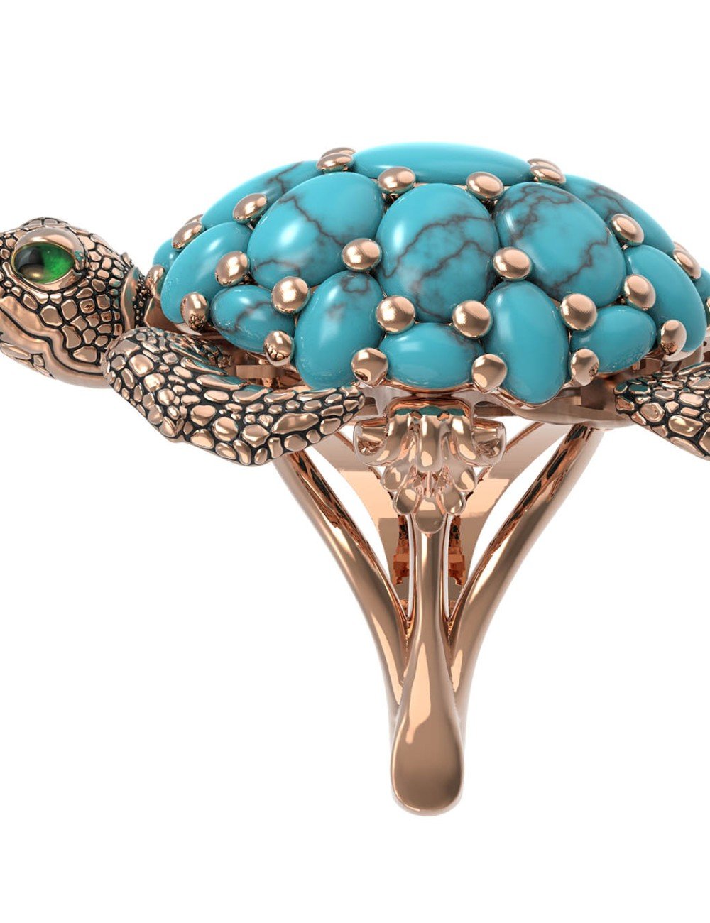 Кольцо из золота c эмалью и бирюзой