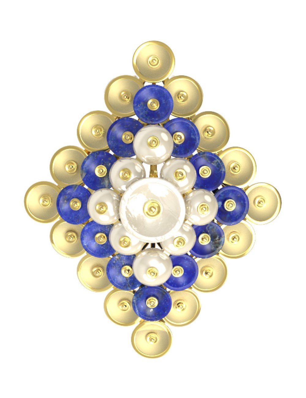 Подвеска из лимонного золота c лазуритом и перламутром