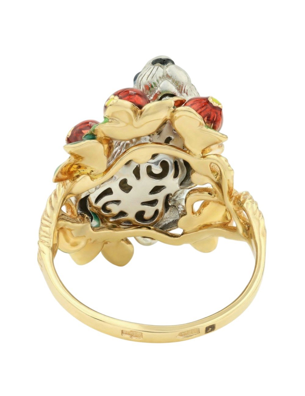 Кольцо из лимонного золота c эмалью