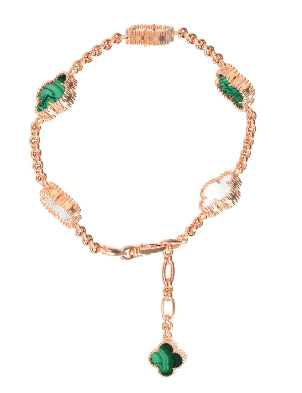 Браслет из золота c малахитом и перламутром