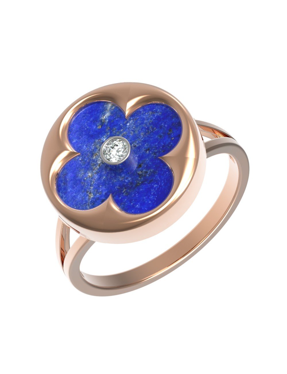 Кольцо из золота c бриллиантами и лазуритом