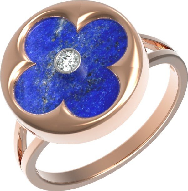 Кольцо из золота c бриллиантами и лазуритом