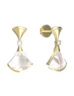 Серьги из лимонного золота c бриллиантами и перламутром