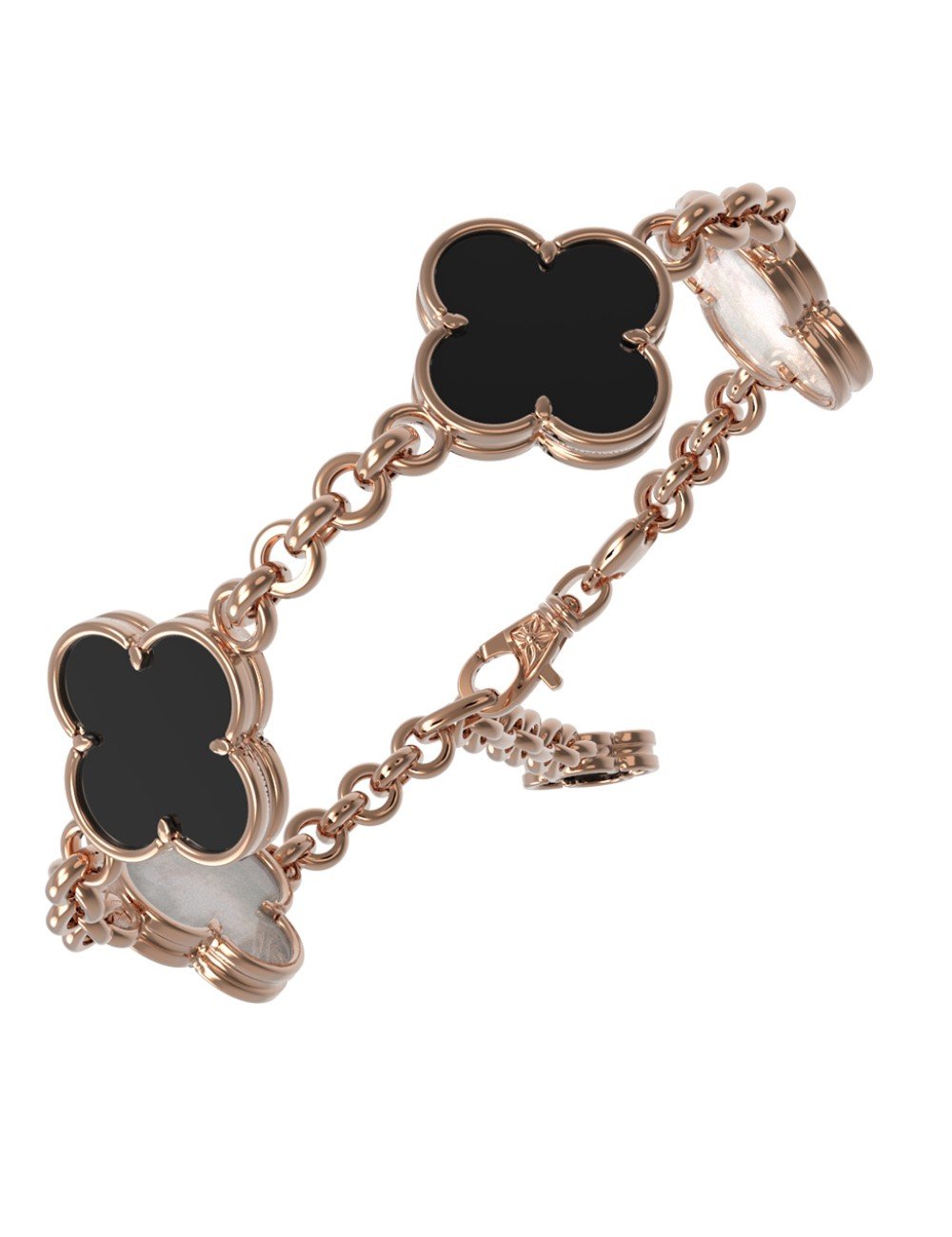 Браслет из золота c ониксом и перламутром