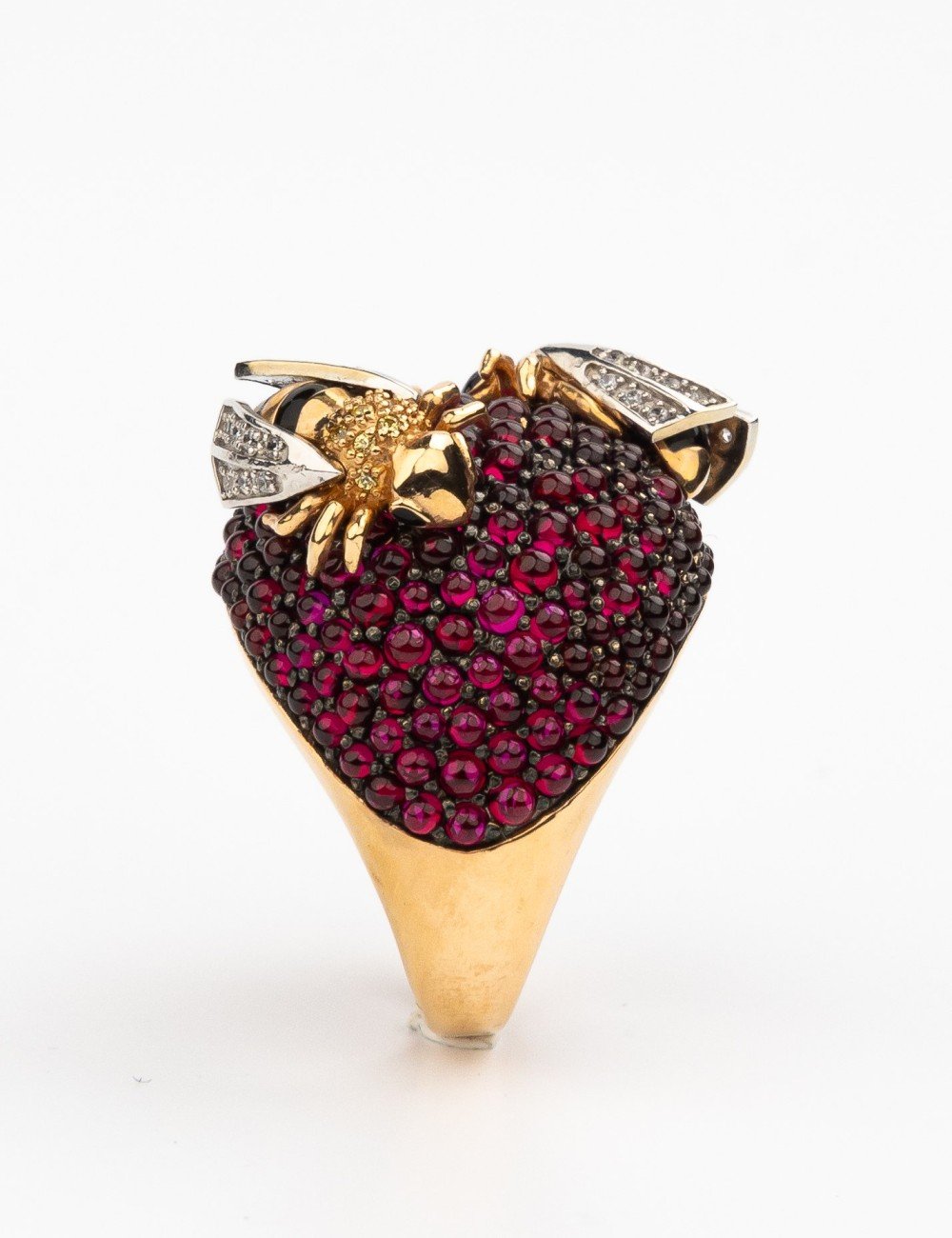 Кольцо из золота c эмалью и фианитом