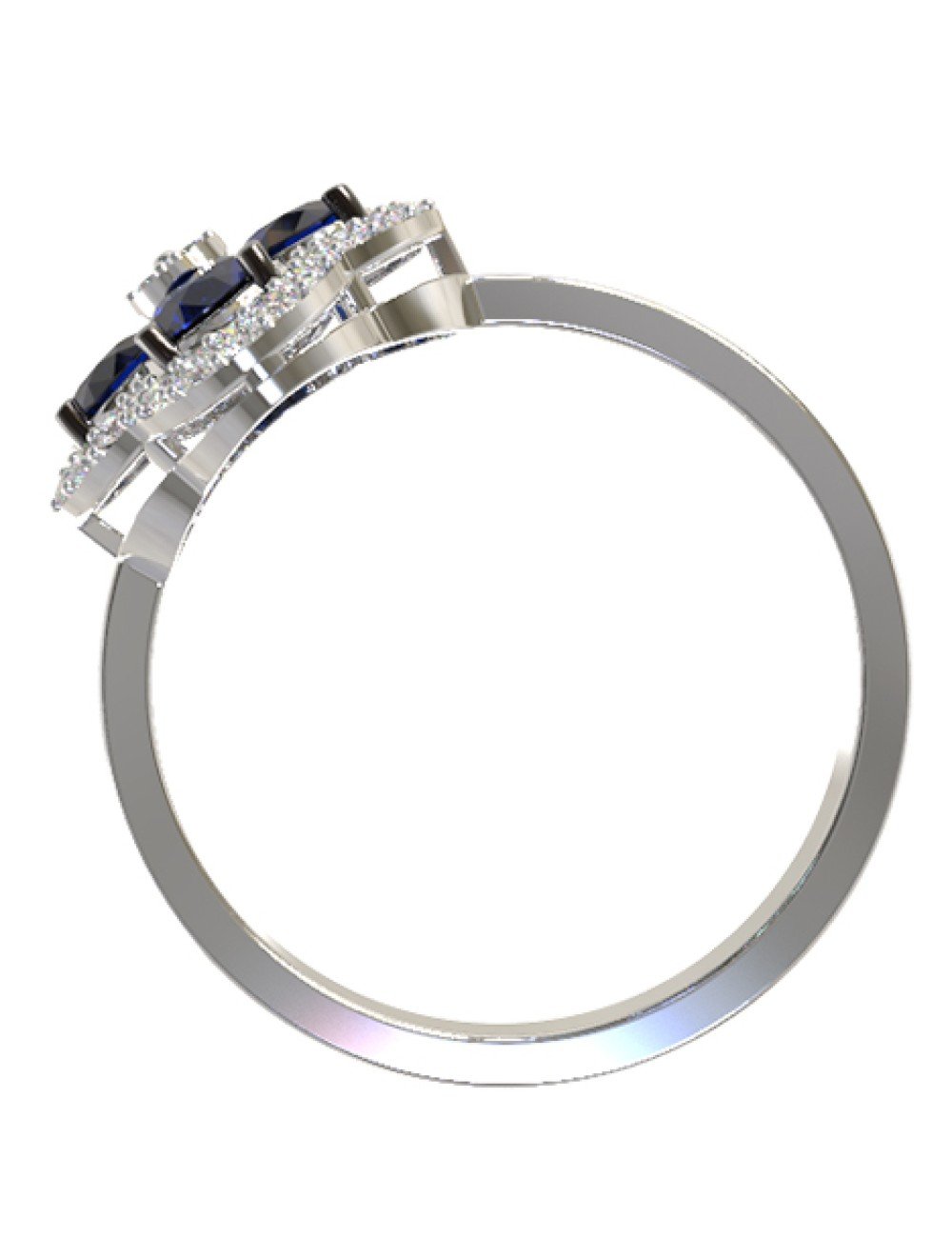 Кольцо из белого золота c бриллиантами и сапфиром