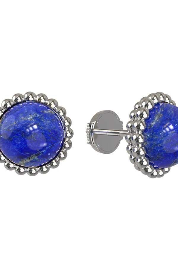 Серьги из белого золота c лазуритом