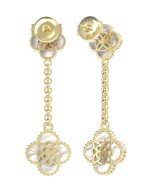 Серьги из лимонного золота c бриллиантами и перламутром