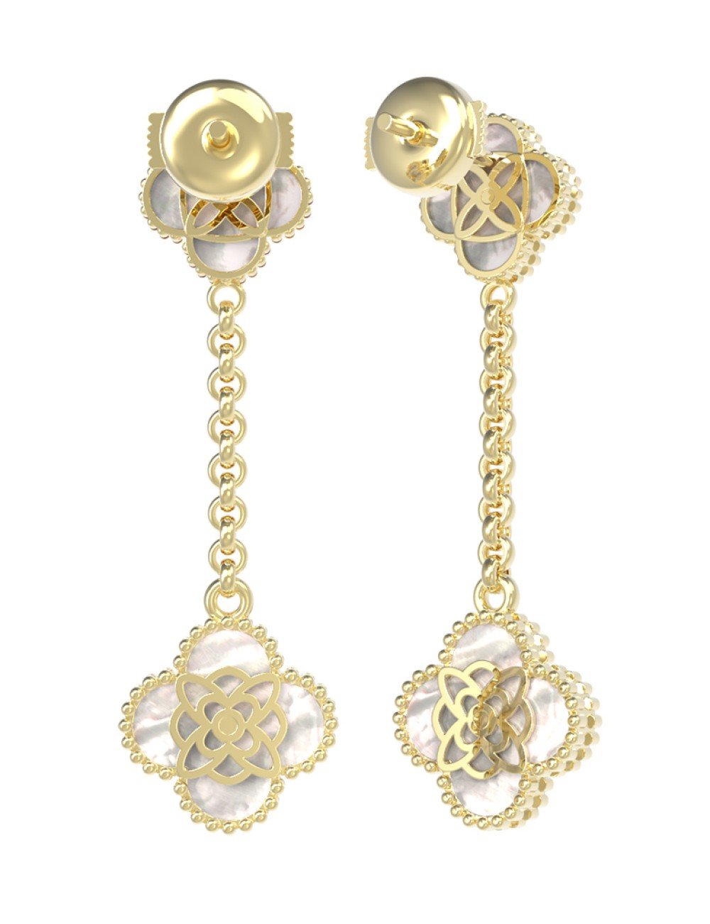 Серьги из лимонного золота c бриллиантами и перламутром