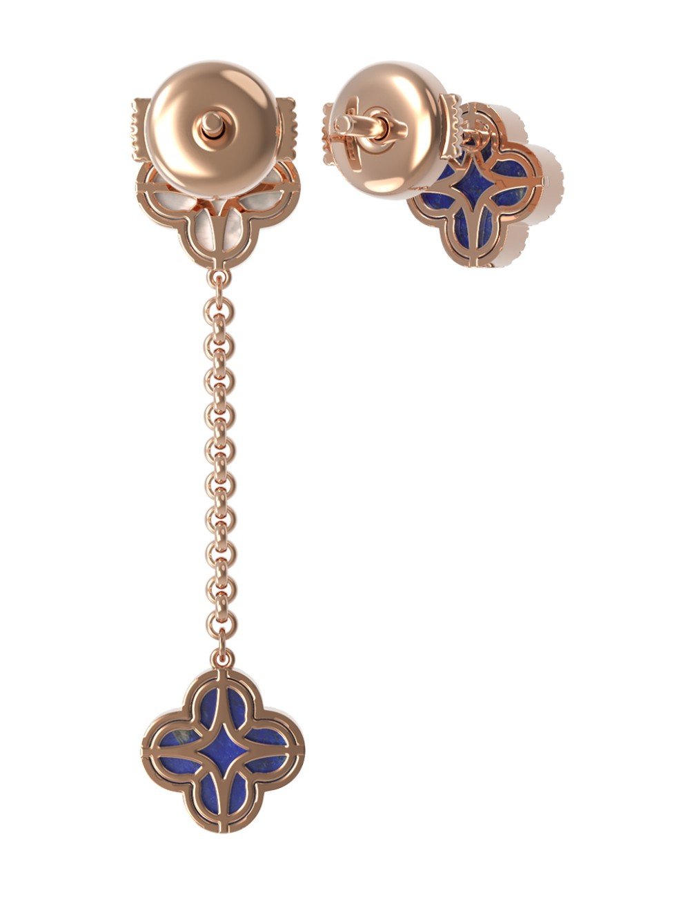 Серьги из золота c бриллиантами, лазуритом и перламутром