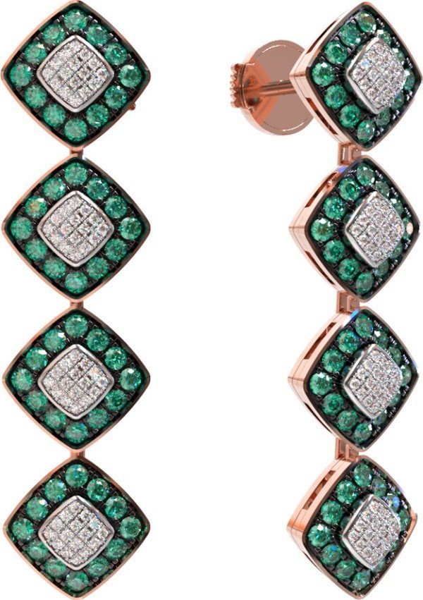 Серьги из золота c бриллиантами и изумрудом