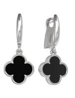 Серьги из белого золота c ониксом