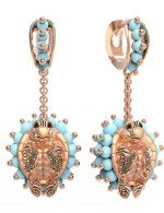 Серьги из золота c эмалью и бирюзой