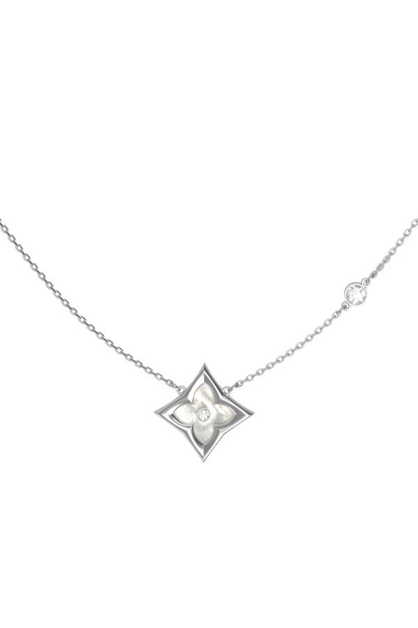 Колье из белого золота c бриллиантами и перламутром