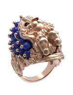 Кольцо из золота c эмалью и лазуритом