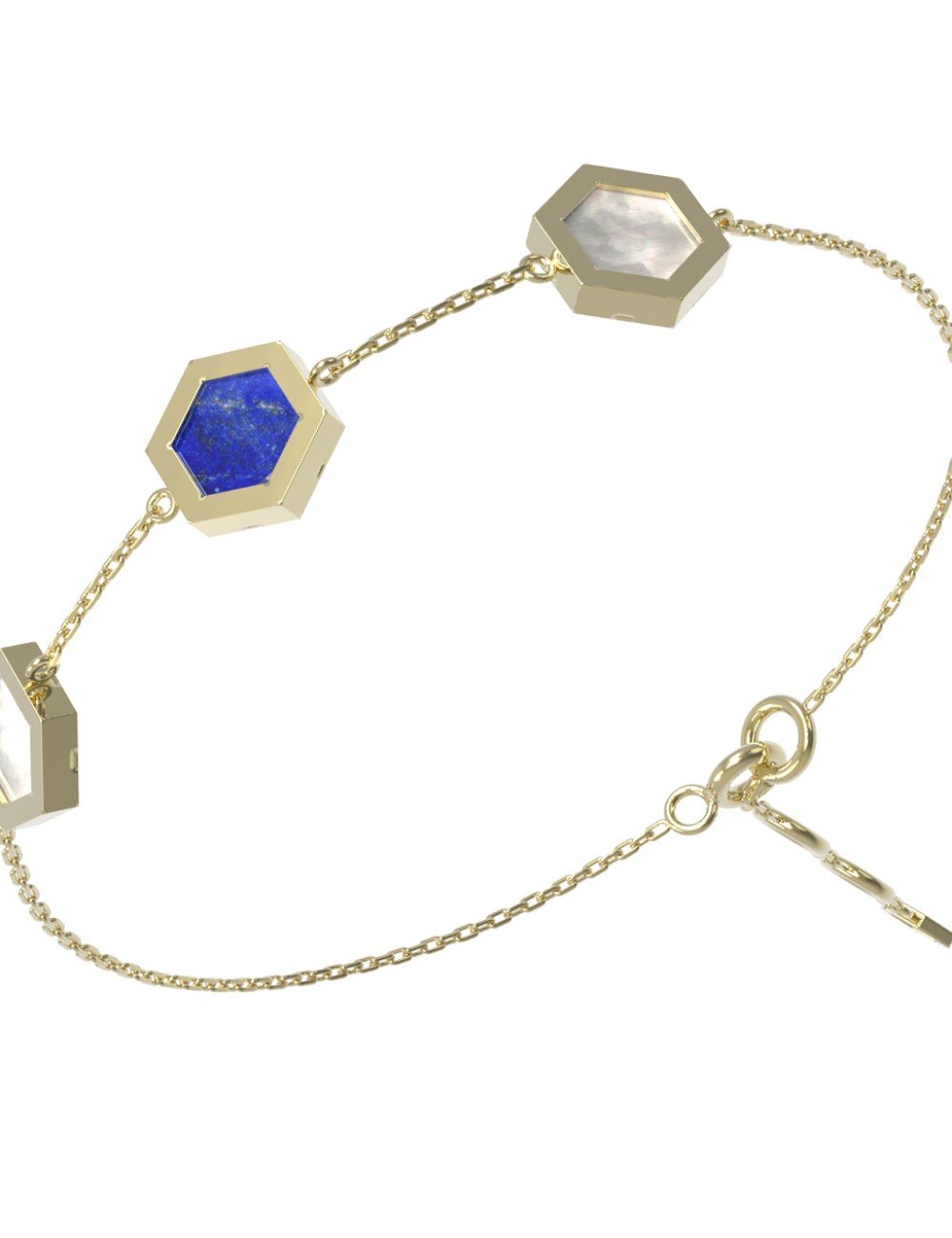 Браслет из лимонного золота c лазуритом и перламутром