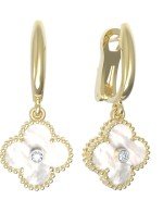 Серьги из лимонного золота c бриллиантами и перламутром