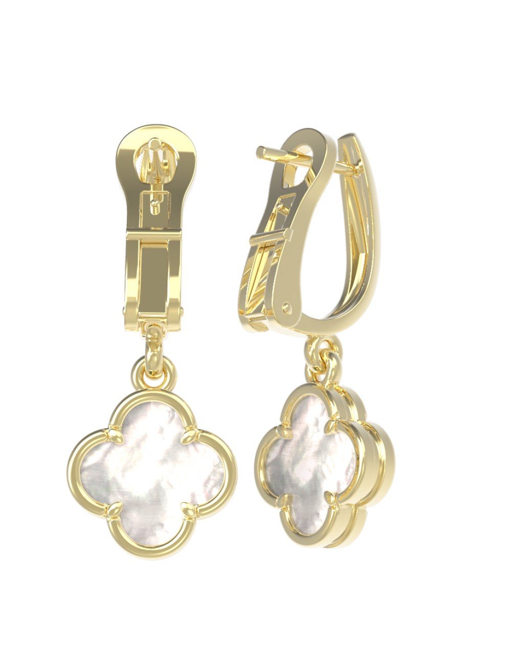 Серьги из лимонного золота c перламутром