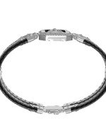 Браслет из белого золота c шнурком и ониксом