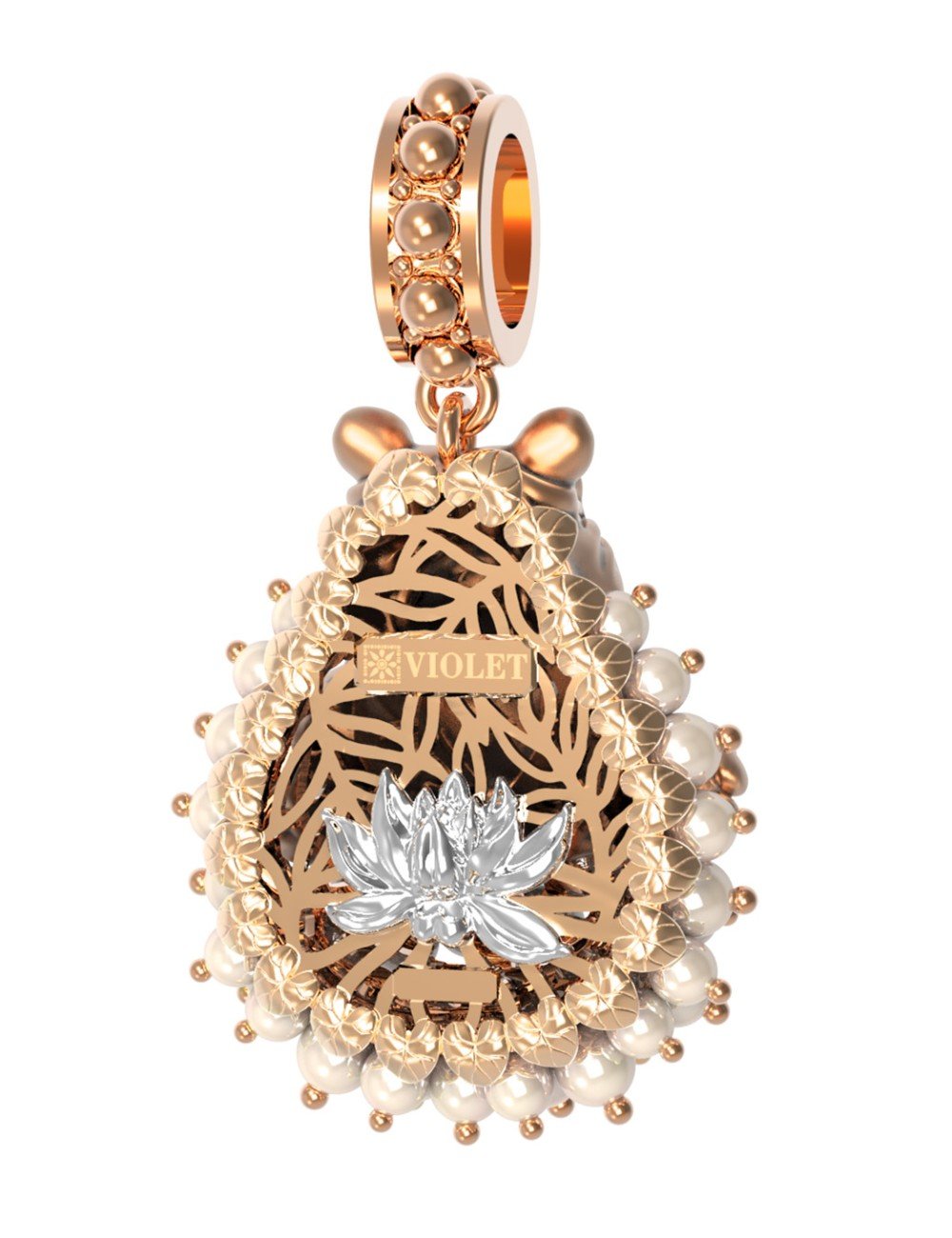 Подвеска из золота c эмалью и жемчугом