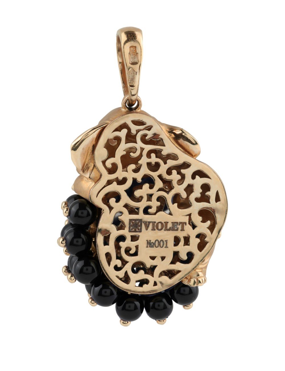 Подвеска из золота c эмалью и ониксом