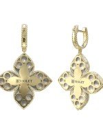 Серьги из лимонного золота c бриллиантами и перламутром