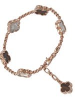 Браслет из золота c тигровым глазом и перламутром