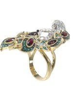 Кольцо из лимонного золота c фианитом и гранатом