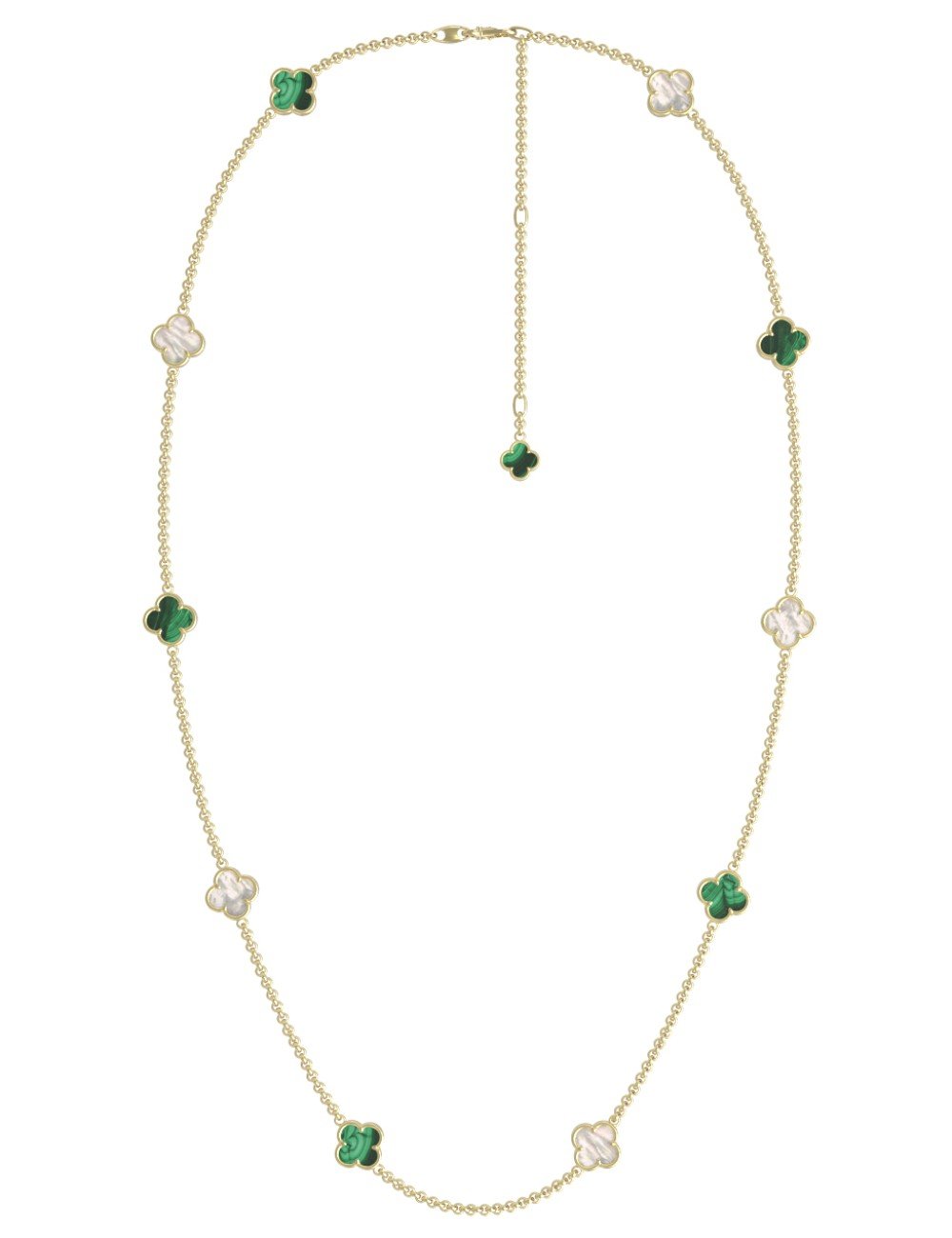 Колье из лимонного золота c малахитом и перламутром