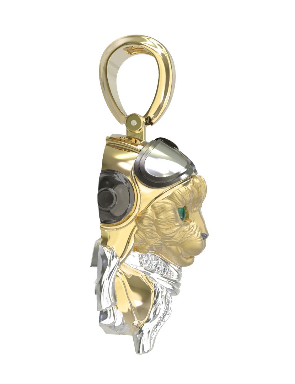 Подвеска из лимонного золота c эмалью, бриллиантами и рубином