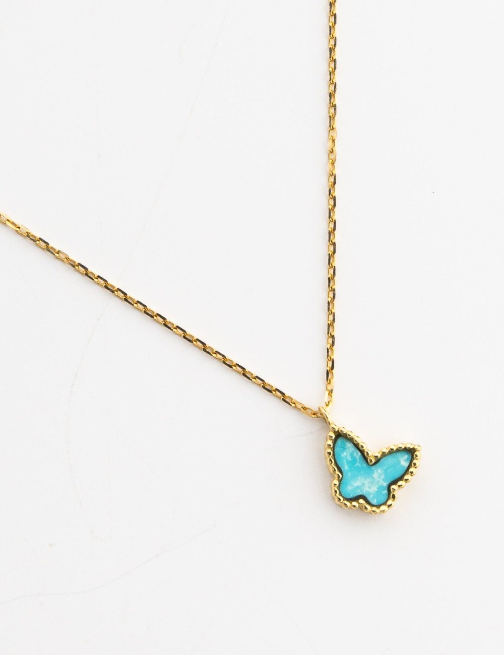 Колье из лимонного золота c бирюзой