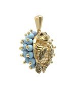 Подвеска из лимонного золота c эмалью и бирюзой