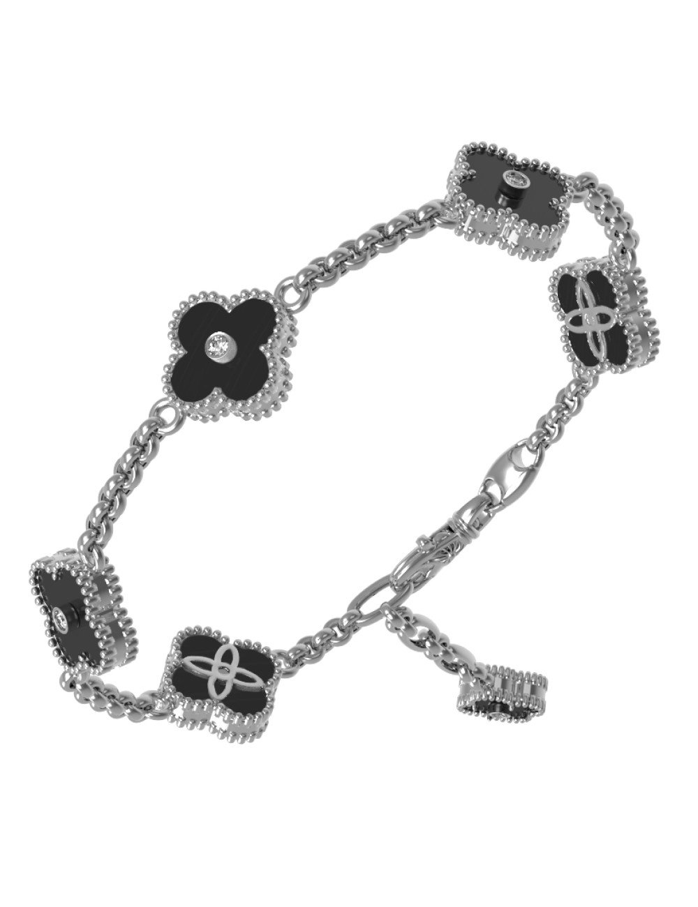 Браслет из белого золота c бриллиантами и ониксом