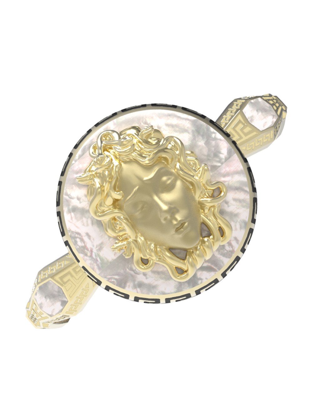 Браслет из лимонного золота c эмалью и перламутром