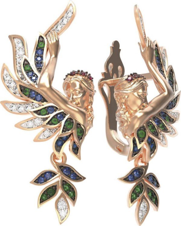 Серьги из золота c фианитом