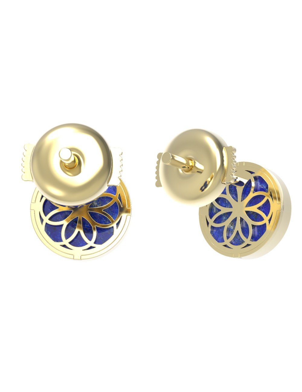 Серьги из лимонного золота c бриллиантами и лазуритом