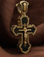 Крест из лимонного золота c эбеновым деревом