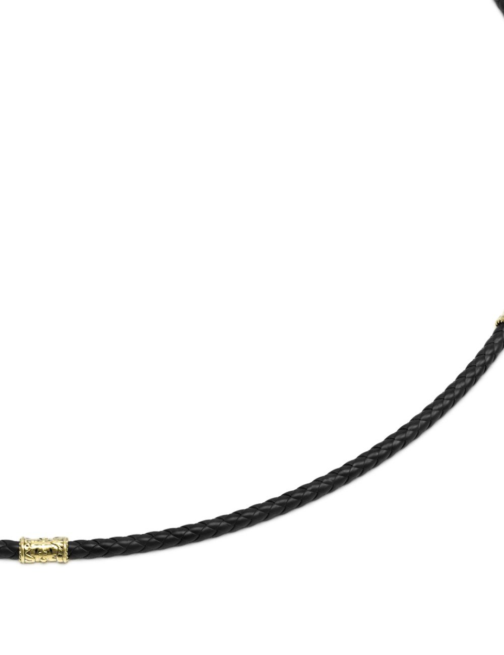 Гайтан из лимонного золота c кожаным шнурком