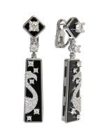 Серьги из белого золота c бриллиантами и ониксом