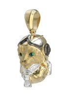 Подвеска из лимонного золота c эмалью, бриллиантами и рубином