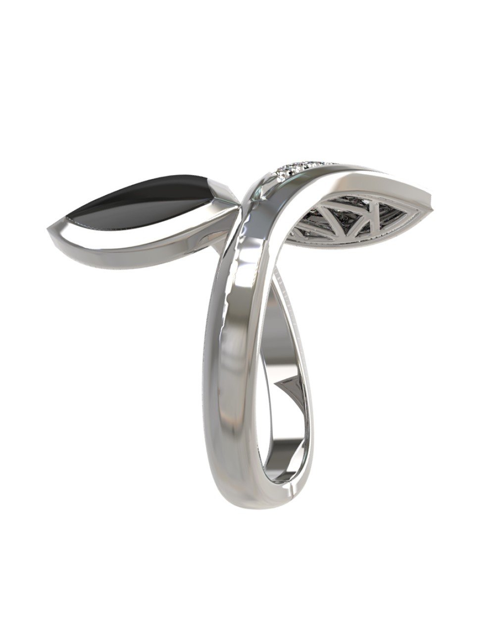 Кольцо из белого золота c бриллиантами и ониксом