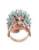 Кольцо из золота c эмалью и бирюзой