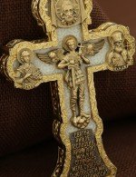 Крест из лимонного золота c бивнем мамонта