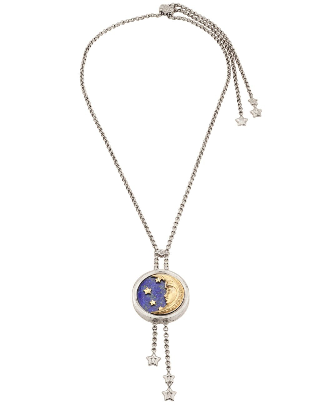 Колье из белого золота c бирюзой и лазуритом