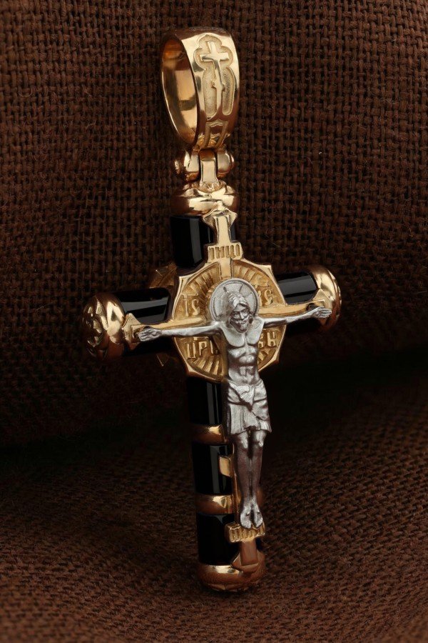 Крест из золота c ониксом