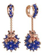 Серьги из золота c эмалью и лазуритом