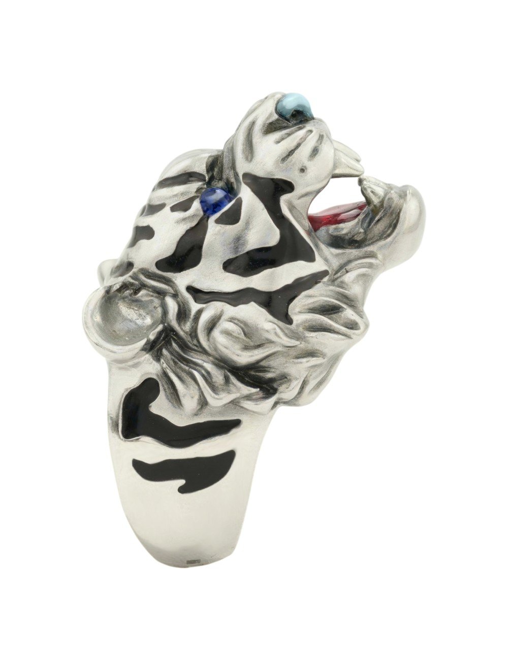 Кольцо из белого золота c эмалью