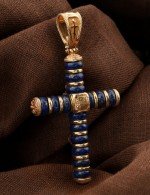 Крест из золота c лазуритом